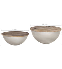 Schüsselförmiges Couchtisch-Set 2 Stk. Mango Massivholz