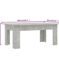 Couchtisch Betongrau 100x60x42 cm Holzwerkstoff