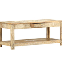 Couchtisch 110 x 50 x 45 cm Handgemalt Massivholz Mango