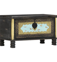 Aufbewahrungstruhe Schwarz 80x40x45 cm Mango Massivholz