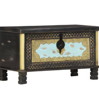 Aufbewahrungstruhe Schwarz 80x40x45 cm Mango Massivholz