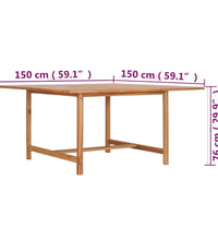 Gartentisch 150x150x76 cm Massivholz Teak