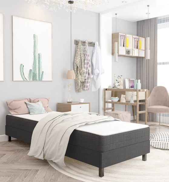 Boxspring-Bettgestell Grau Stoff 100x200 cm
