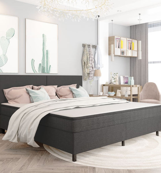 Boxspring-Bettgestell Grau Stoff 200x200 cm