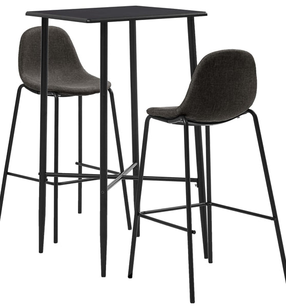 3-tlg. Bar-Set Stoff Dunkelgrau