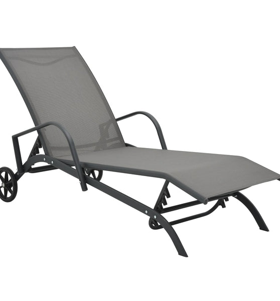 Sonnenliegen 2 Stk. mit Tisch Textilene und Stahl