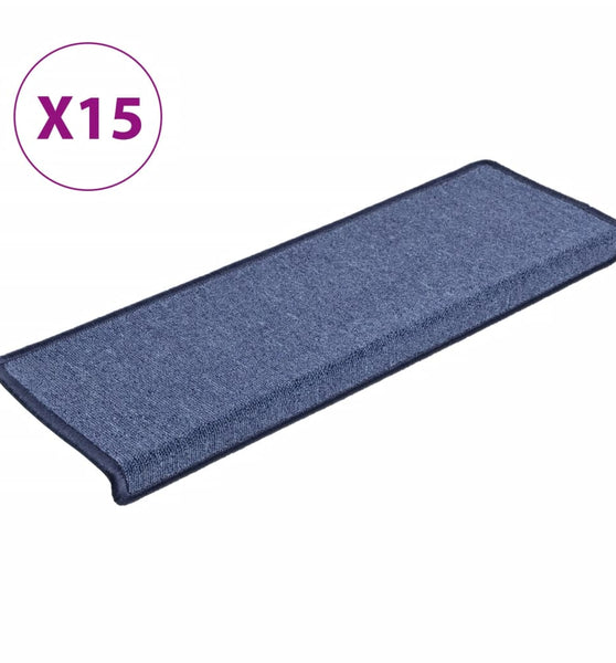 Teppich-Treppenstufen 15 Stk. 65x21x4 cm Blau