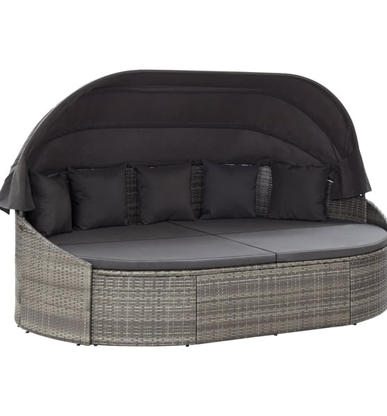 Outdoor-Loungebett mit Dach Grau