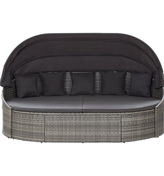 Outdoor-Loungebett mit Dach Grau