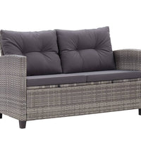 2-Sitzer-Gartensofa mit Kissen Grau 124 cm Poly Rattan