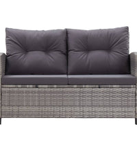 2-Sitzer-Gartensofa mit Kissen Grau 124 cm Poly Rattan