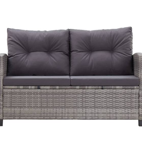 2-Sitzer-Gartensofa mit Kissen Grau 124 cm Poly Rattan