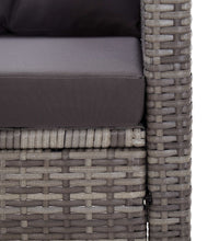 2-Sitzer-Gartensofa mit Kissen Grau 124 cm Poly Rattan