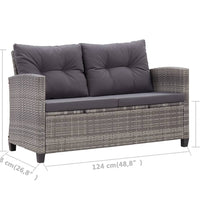 2-Sitzer-Gartensofa mit Kissen Grau 124 cm Poly Rattan