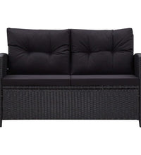 2-Sitzer-Gartensofa mit Kissen Schwarz 124 cm Poly Rattan