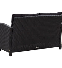 2-Sitzer-Gartensofa mit Kissen Schwarz 124 cm Poly Rattan