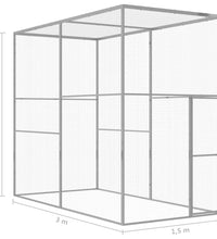 Katzenkäfig 3x1,5x2,5 m Verzinkter Stahl