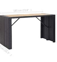 7-tlg. Gartenbar-Set mit Kissen Poly-Rattan Schwarz