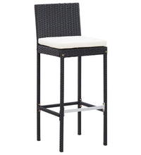 7-tlg. Gartenbar-Set mit Kissen Poly-Rattan Schwarz
