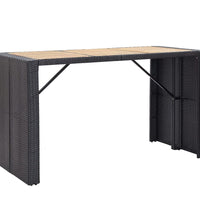 7-tlg. Gartenbar-Set mit Kissen Poly-Rattan Schwarz