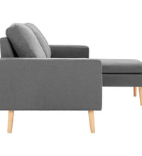 3-Sitzer-Sofa mit Hocker Hellgrau Stoff