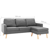 3-Sitzer-Sofa mit Hocker Hellgrau Stoff