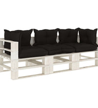Garten-Palettensofa 3-Sitzer mit schwarzen Kissen Holz
