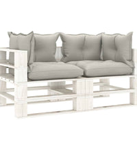 Garten-Palettensofa 2-Sitzer mit Kissen in Taupe Holz