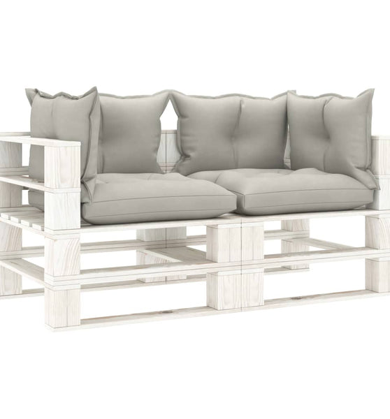 Garten-Palettensofa 2-Sitzer mit Kissen in Taupe Holz