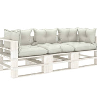 Garten-Palettensofa 3-Sitzer mit Kissen in Beige Holz