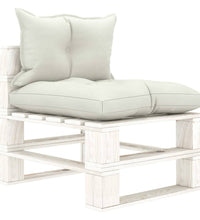 Garten-Palettensofa 4-Sitzer mit Kissen in Beige Holz