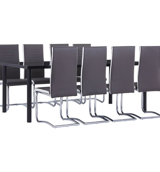 9-tlg. Essgruppe Kunstleder Grau