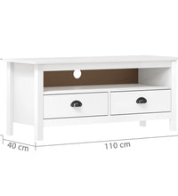 TV-Schrank Hill Weiß 110x40x47 cm Massivholz Kiefer