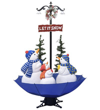 Weihnachtsbaum mit Schnee und Schirm-Fuß Blau 170 cm PVC