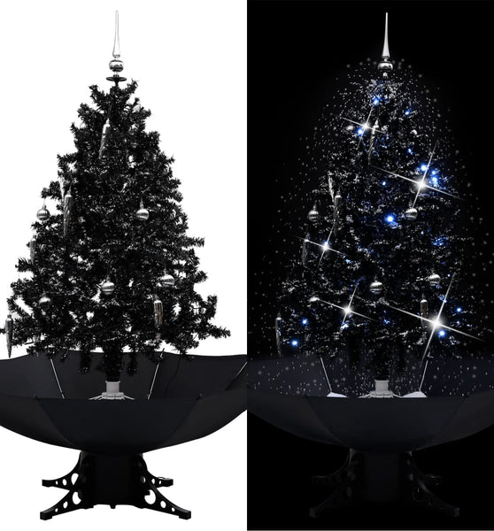 Schneiender Weihnachtsbaum mit Schirmfuß Schwarz 140 cm PVC