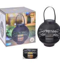 ProGarden Solar-Laterne mit LED-Kerze Rattan Schwarz