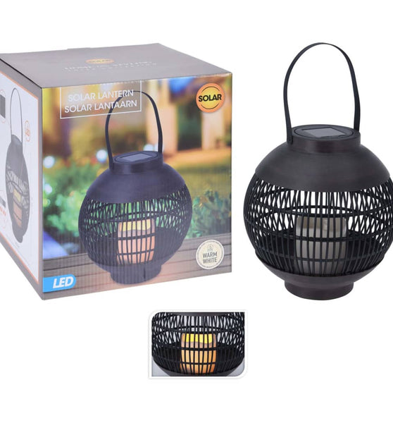 ProGarden Solar-Laterne mit LED-Kerze Rattan Schwarz