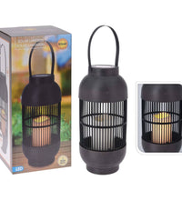 ProGarden Solar-Laterne mit LED-Kerze Rattan Schwarz