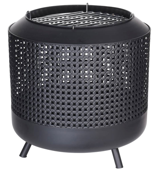 ProGarden Feuerkorb mit Grillrost 50x51 cm Schwarz