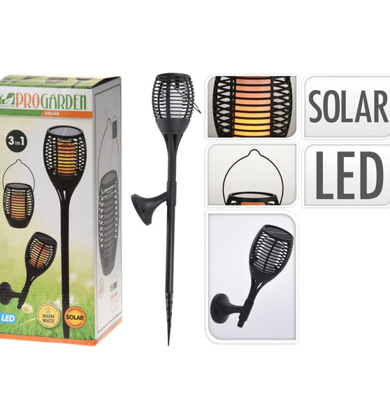 ProGarden 3-in-1 LED Solar-Taschenlampe Gartenleuchte Schwarz