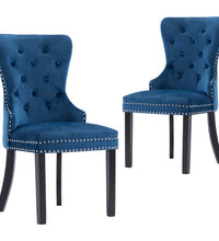 Esszimmerstühle 2 Stk. Blau Samt