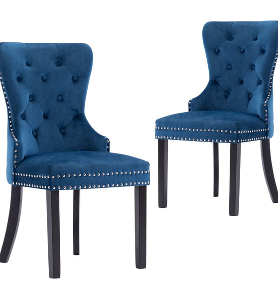 Esszimmerstühle 2 Stk. Blau Samt