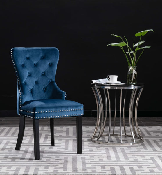 Esszimmerstühle 2 Stk. Blau Samt