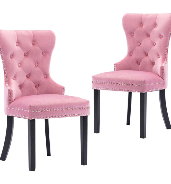 Esszimmerstühle 2 Stk. Rosa Samt
