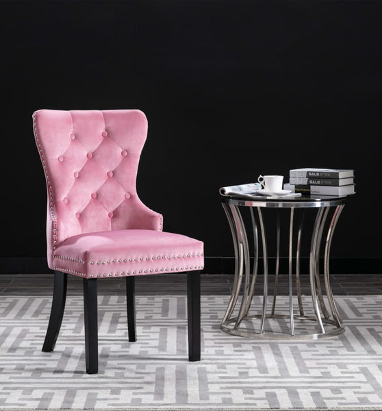 Esszimmerstühle 2 Stk. Rosa Samt