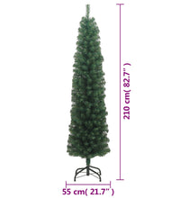 Künstlicher Weihnachtsbaum Schlank mit Ständer Grün 210 cm PVC