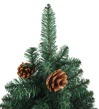 Weihnachtsbaum Schlank mit Echtholz und Zapfen Grün 150 cm PVC