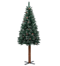 Weihnachtsbaum Schlank mit Echtholz und Schnee Grün 150 cm