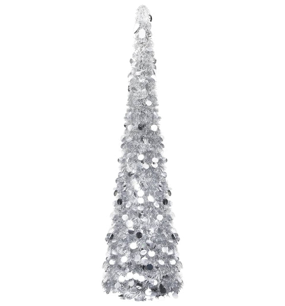 Künstlicher Pop-Up-Weihnachtsbaum Silber 150 cm PET