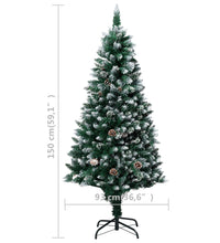 Künstlicher Weihnachtsbaum mit Zapfen und Schnee 150 cm